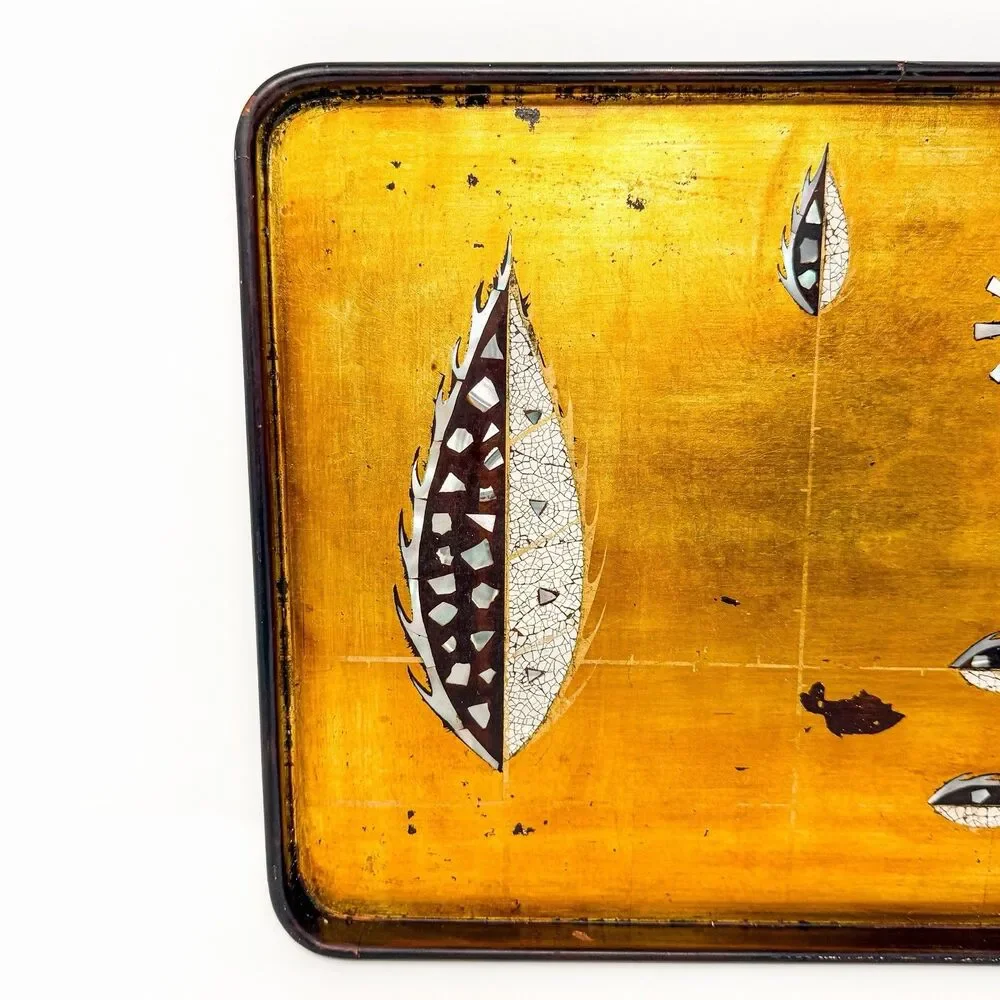 Vintage Nam Phuong Saigon Lacquer Tray Eggshell & Mother of Pearl Inlay MCM 16”